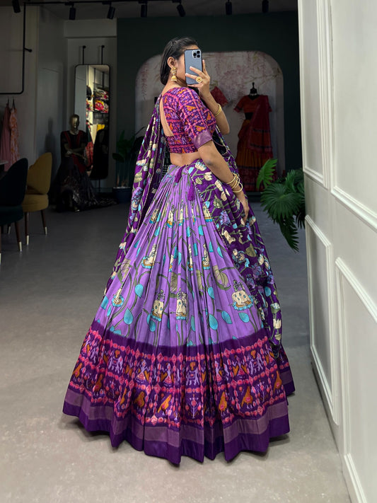 Wine Color Patola Printed Half Saree