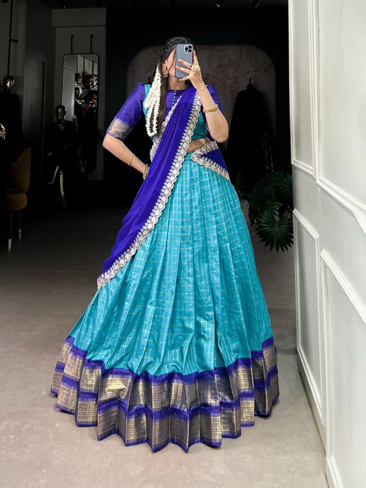 Blue Fancy South Indian Half Saree