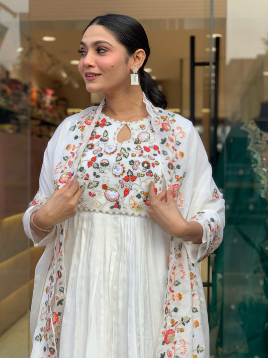 Designer Heavy Chinon Viscose Kurta Set with Matching Dupatta