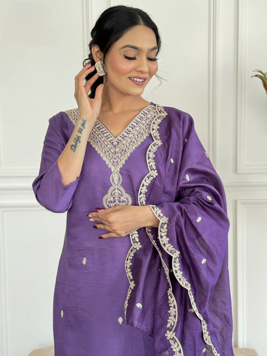 New Traditional Radiance Viscose Chanderi Kurta Set For Women