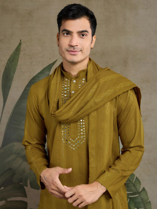New Exclusive Festival Wear Real Mirror Work Men's Kurta Set Collection