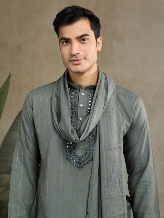 New Exclusive Festival Wear Real Mirror Work Men's Kurta Set Collection