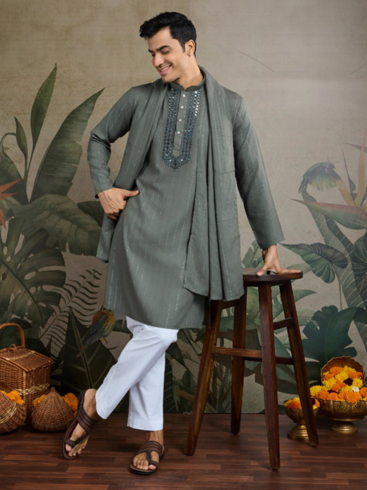 New Exclusive Festival Wear Real Mirror Work Men's Kurta Set Collection