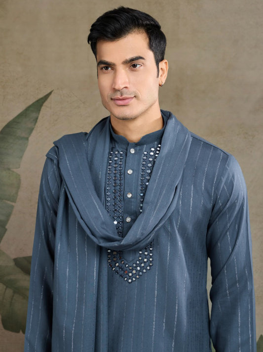 New Exclusive Festival Wear Real Mirror Work Men's Kurta Set Collection