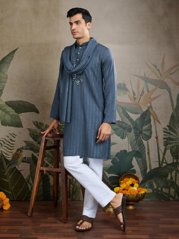 New Exclusive Festival Wear Real Mirror Work Men's Kurta Set Collection