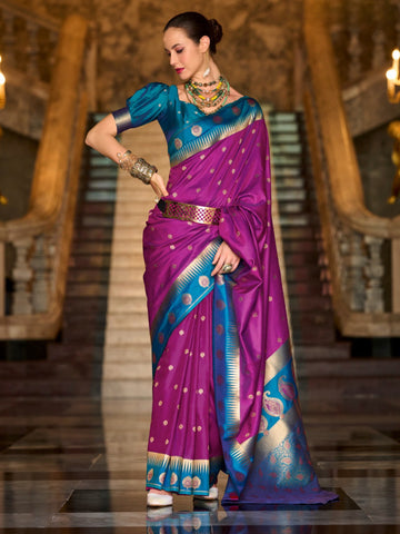 Elegant Grace Heavy Soft Silk Weaving Saree with Intricate Designer Concept For Women's