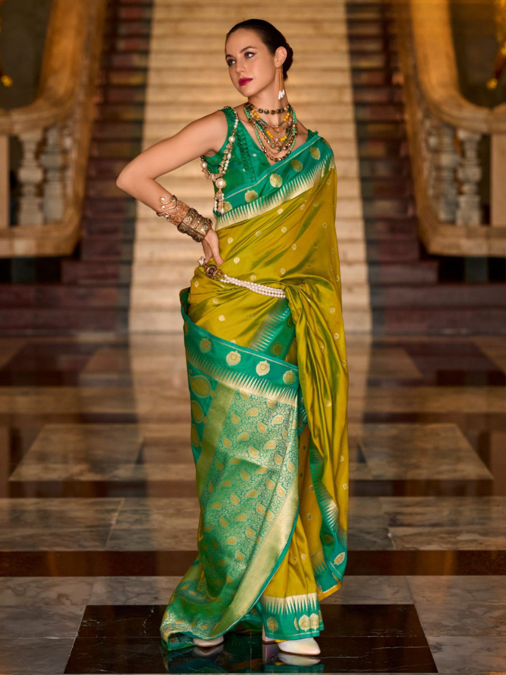 Elegant Grace Heavy Soft Silk Weaving Saree with Intricate Designer Concept For Women's