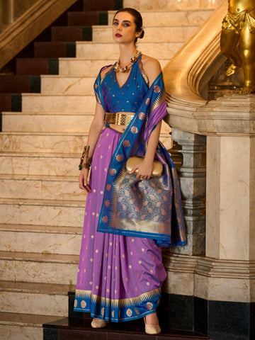 Elegant Grace Heavy Soft Silk Weaving Saree with Intricate Designer Concept For Women's