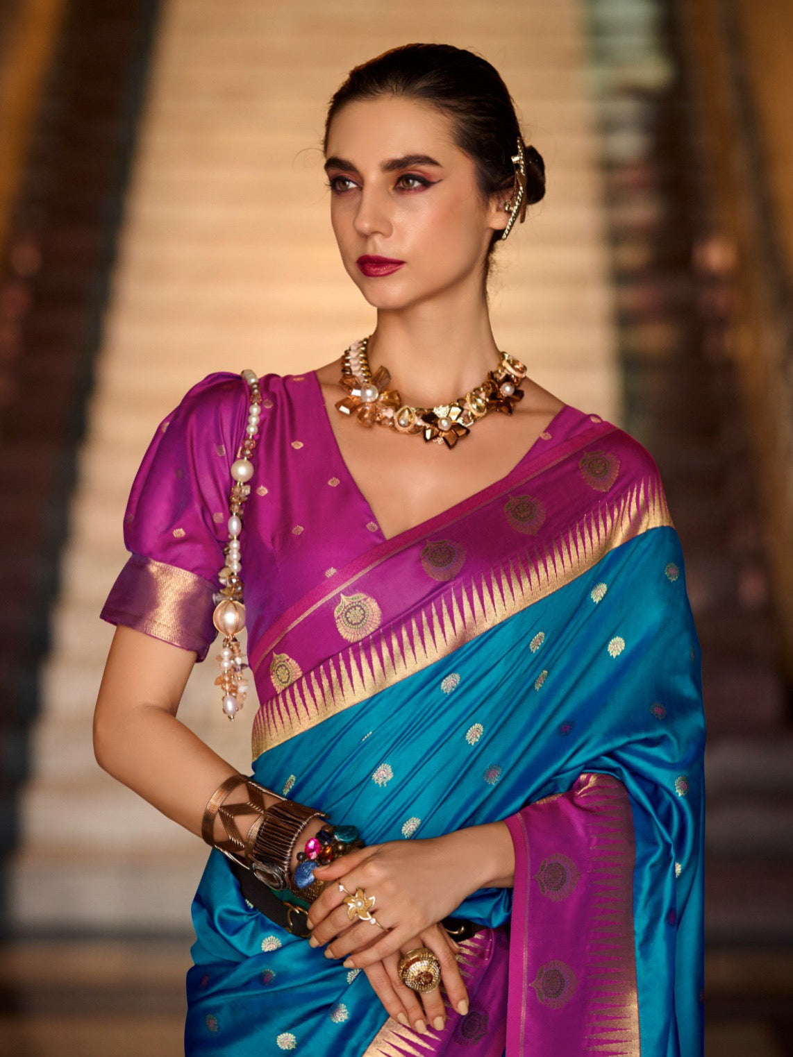 Elegant Grace Heavy Soft Silk Weaving Saree with Intricate Designer Concept For Women's