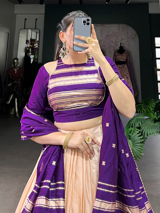 Elegant Off-White Cream Heavy Beautiful Half Saree For Women's Collection