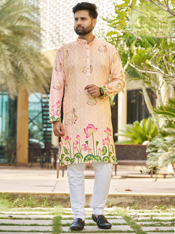 Exclusive Party Wear Rayon Embroidered Printed Men's Kurta Collection