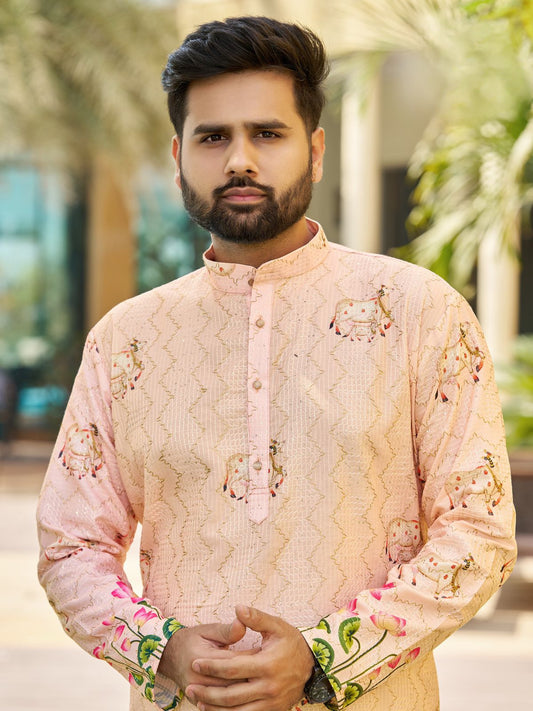 Exclusive Party Wear Rayon Embroidered Printed Men's Kurta Collection