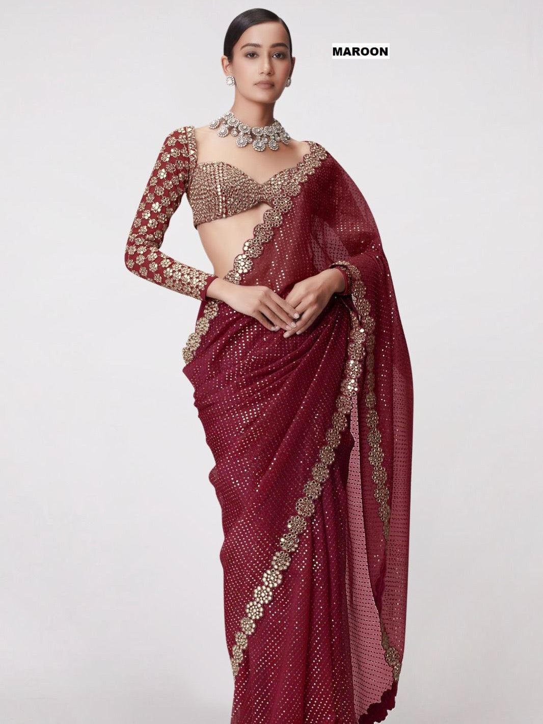 Real Mirror Work Designer Sarees For Wedding at Kusum Designer Studio