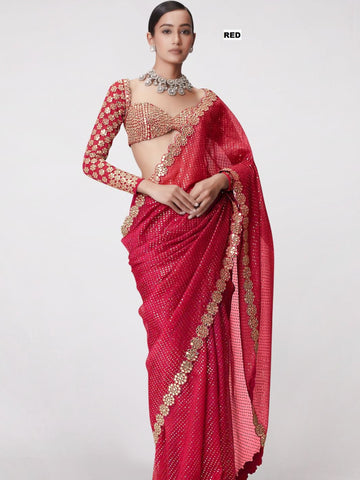 Real Mirror Work Designer Sarees For Wedding at Kusum Designer Studio